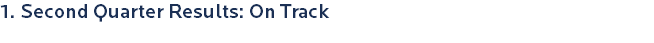 1. Second Quarter Results: On Track