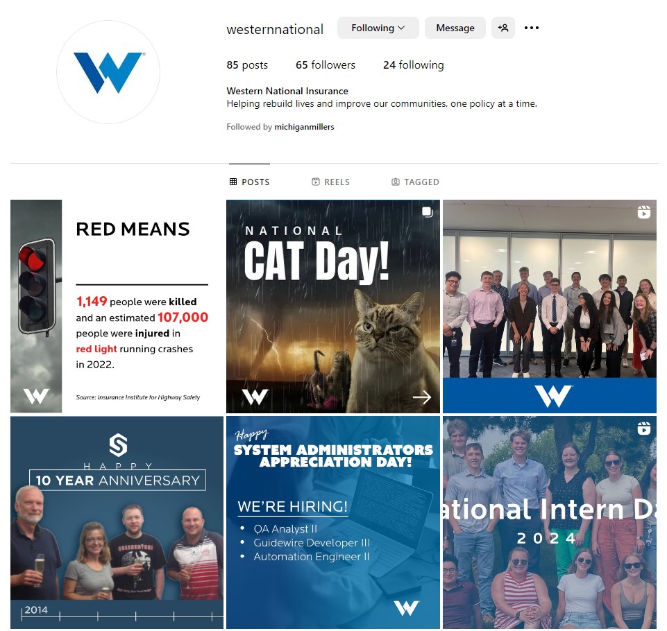 Screenshot of Western National's Instagram.