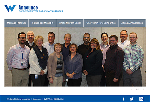 Front page of the Fall/Winter 2018 edition of Announce.
