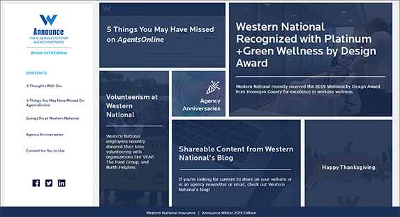Front page of the Winter 2019 Edition of Announce.