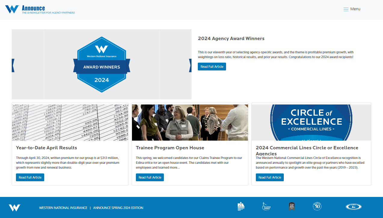 Screenshot of the Announce homepage.