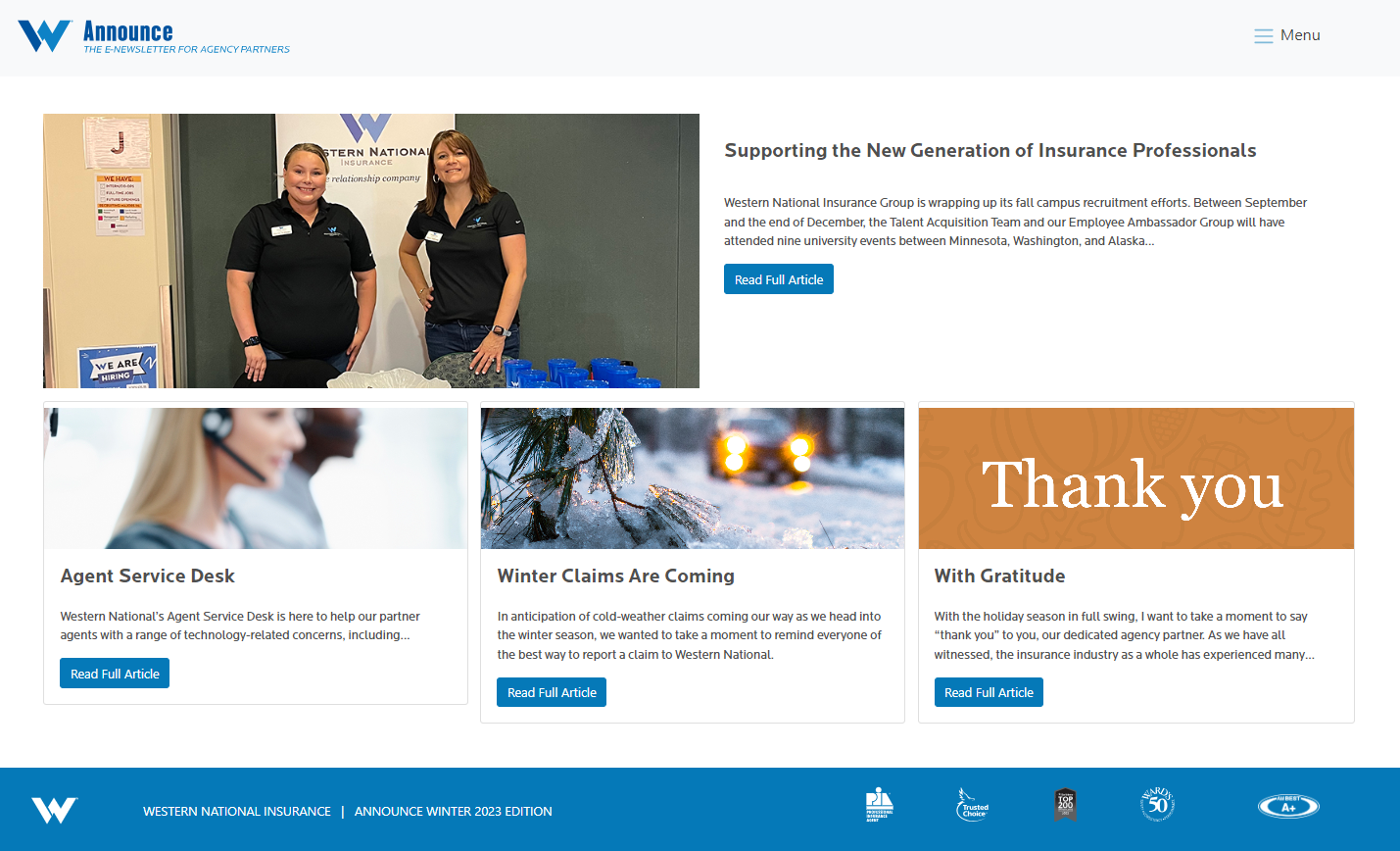 Screenshot of the Announce homepage.