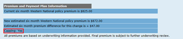 Rate capping information