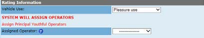 Screen shot of the Assign Operator dropdown menu