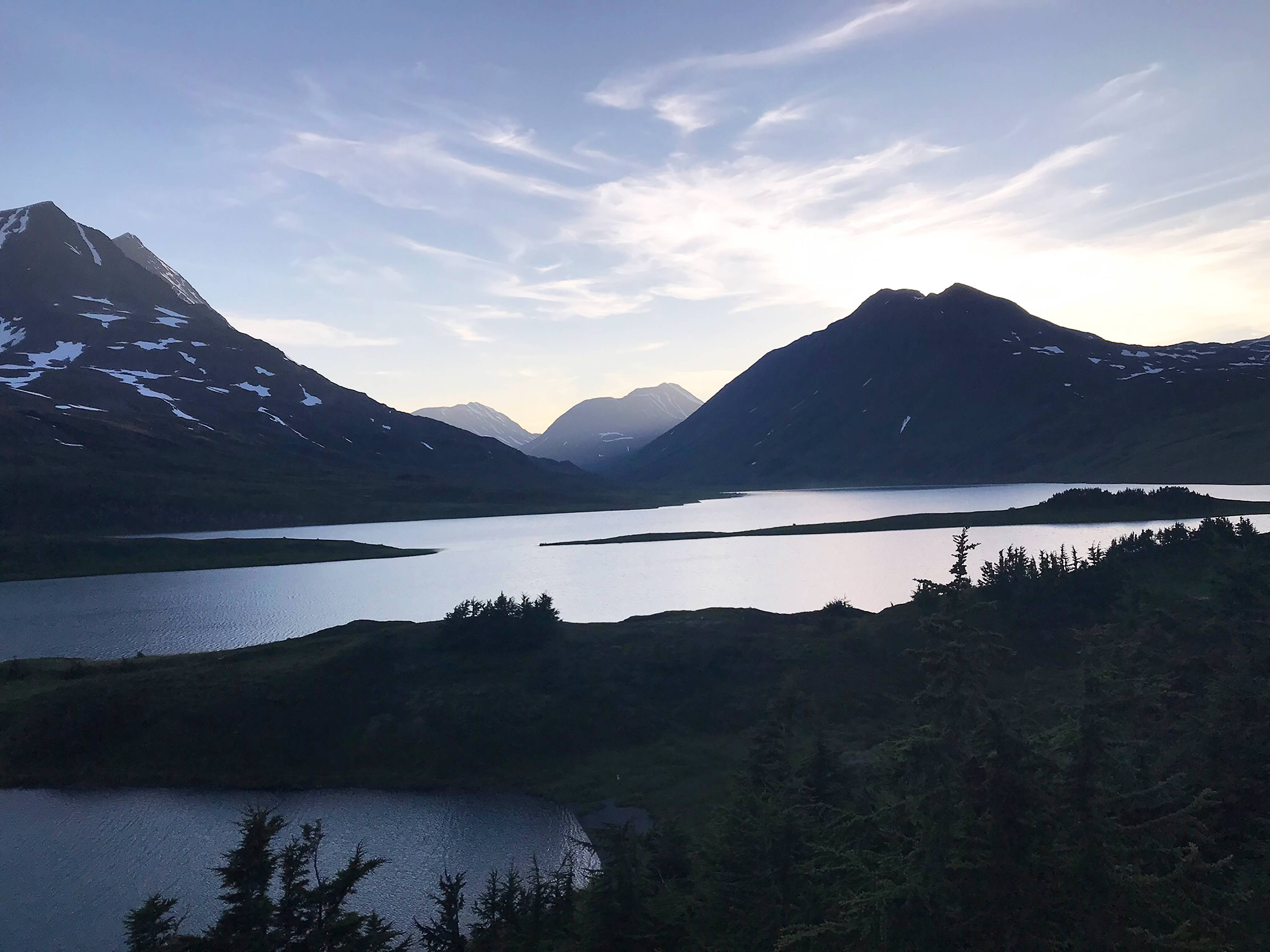 Alaska mountains overlooking a body of water